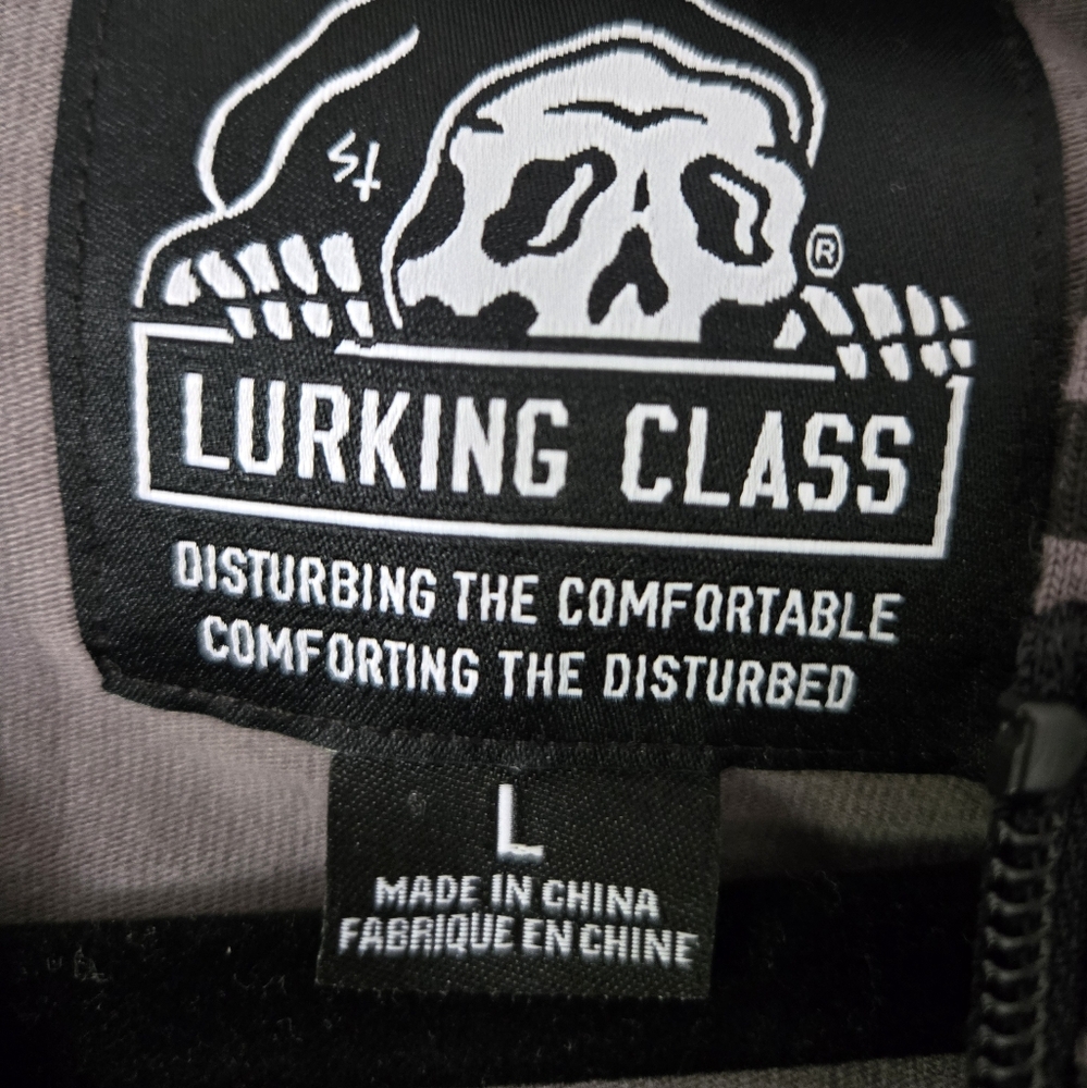Lurking Class Sketchy Womens Chain Stripe Zip Hoodie - Black and Gray New - Picture 5 of 9